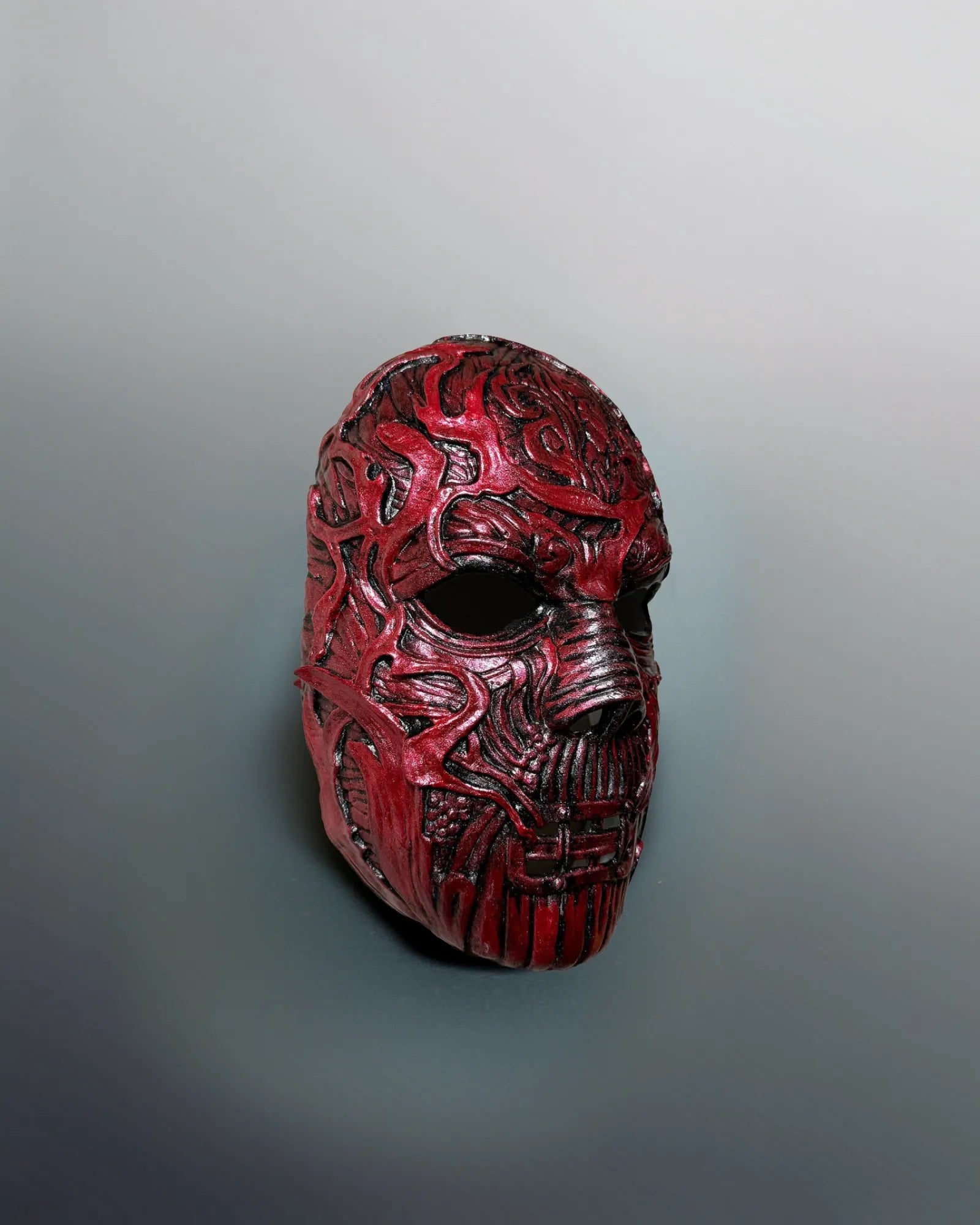 Slipknot Alessandro Venturella "Vman"; Red and Black Metal Music mask handcrafted Venetian cosplay fantasy