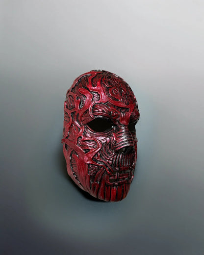 Slipknot Alessandro Venturella "Vman"; Red and Black Metal Music mask handcrafted Venetian cosplay fantasy