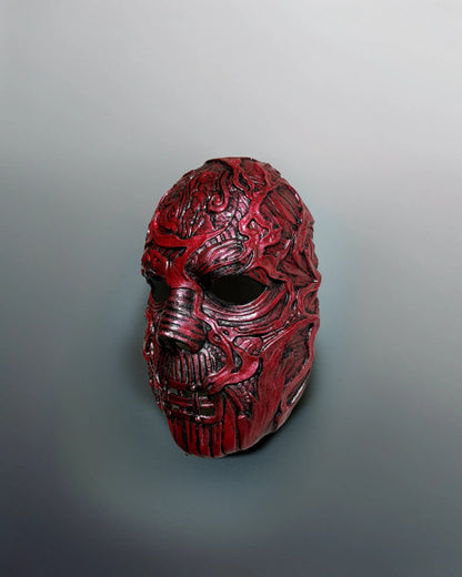 Slipknot Alessandro Venturella "Vman"; Red and Black Metal Music mask, handcrafted Venetian cosplay and fantasy mask.