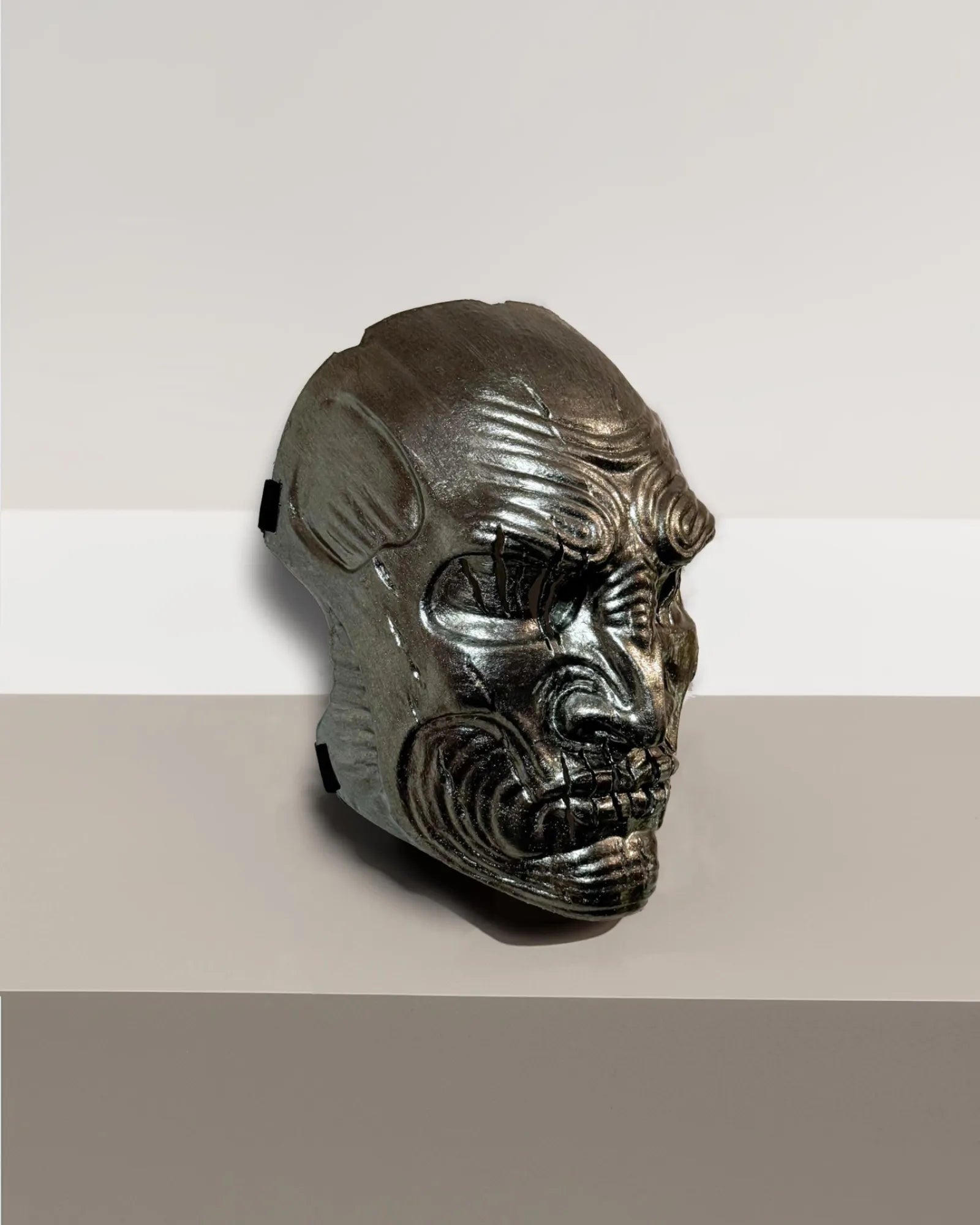 Slipknot Alessandro Venturella "Vman"; Soft Light Gold mask, handcrafted Venetian cosplay mask for masquerade and fantasy events.