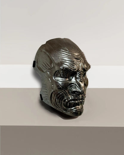 Slipknot Alessandro Venturella "Vman"; Soft Light Gold mask, handcrafted Venetian cosplay mask for masquerade and fantasy events.