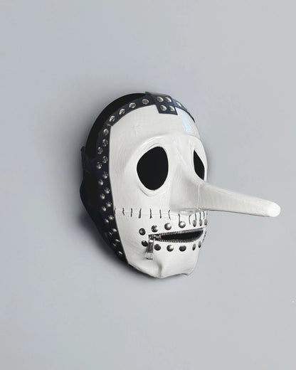 Slipknot Chris Fehn; White and Black, Strange Liar Mask - handcrafted Venetian cosplay fantasy mask