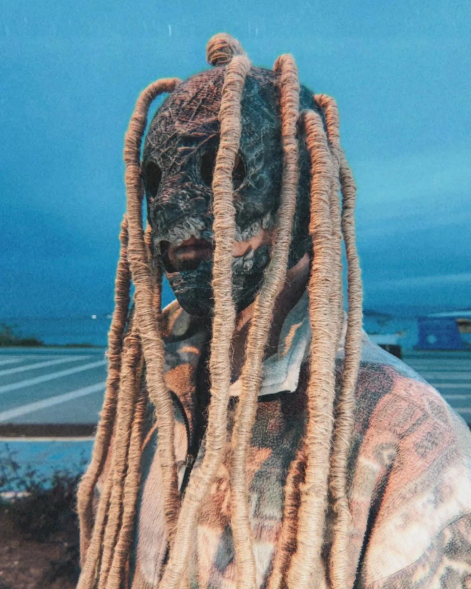 Slipknot Corey Taylor 25th Anniversary Mask; Dreadlocks, Scarecrow Mask, handcrafted Venetian mask for cosplay and fantasy events.