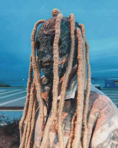 Slipknot Corey Taylor 25th Anniversary Mask; Dreadlocks, Scarecrow Mask, handcrafted Venetian mask for cosplay and fantasy events.