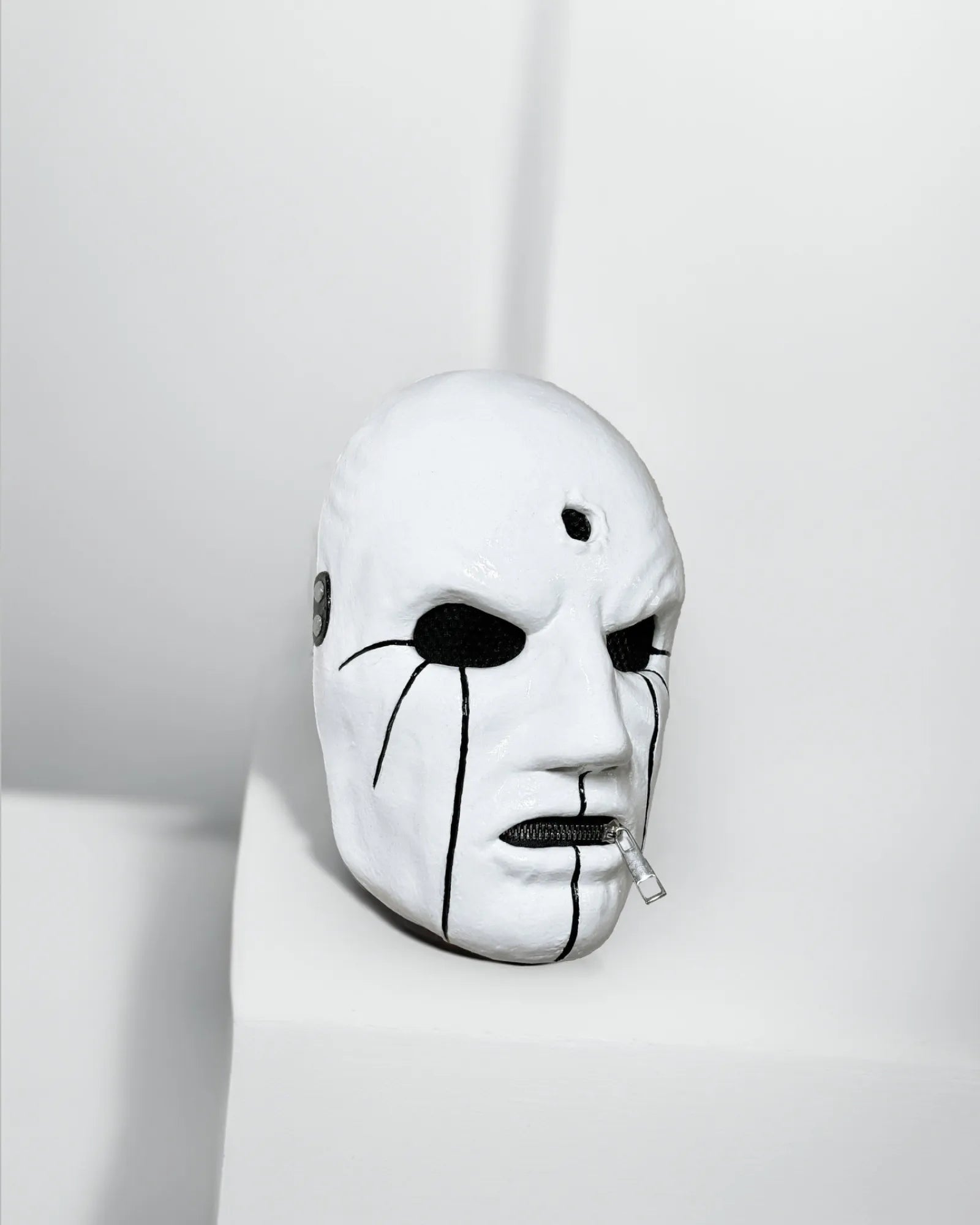 Slipknot Eloy Casagrande; White and Black - New Original Pattern Mask, handcrafted Venetian cosplay and fantasy mask in white and black.