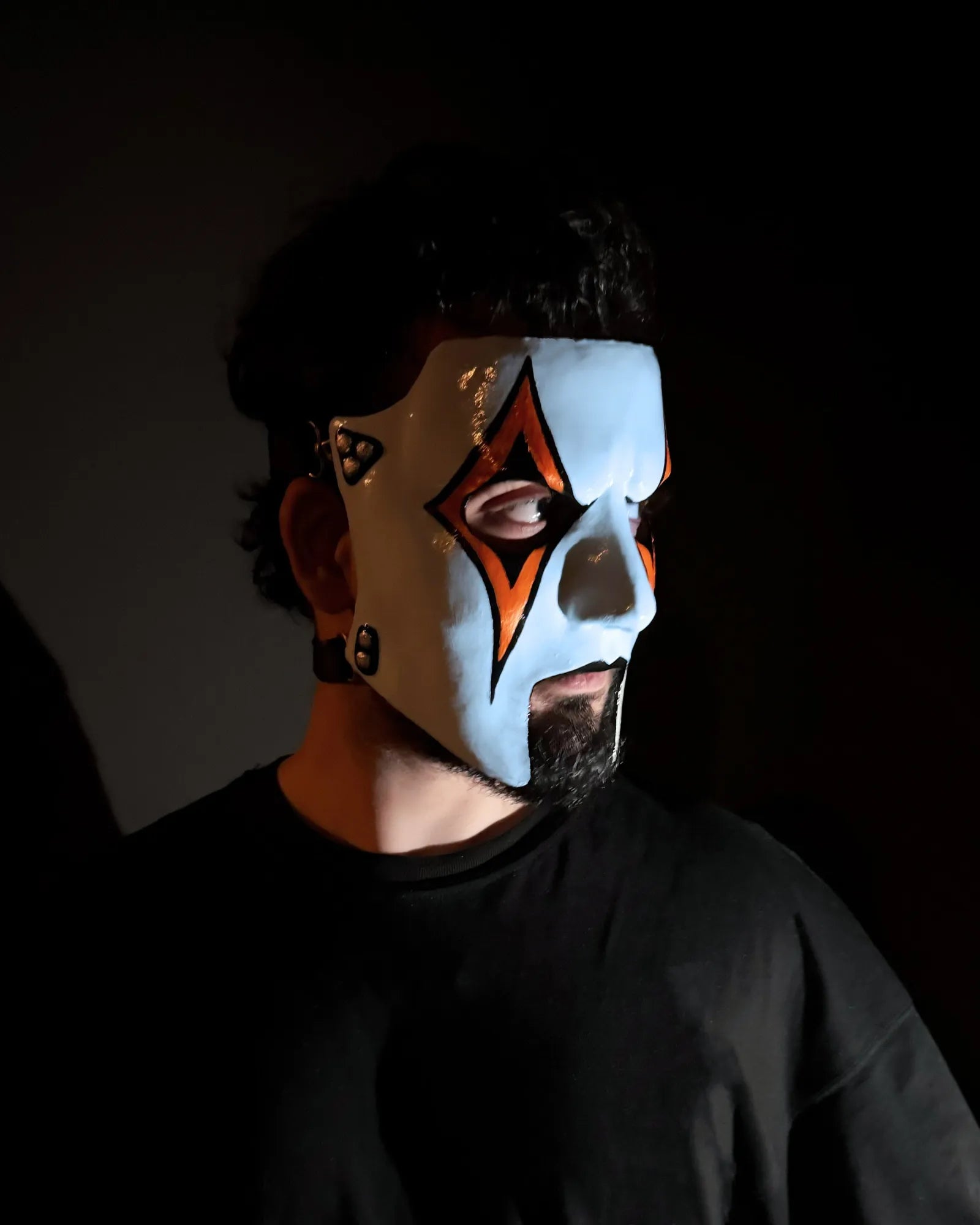 Slipknot Jim James Root; New Design, Orange and Black Detail Metal Music mask, handcrafted Venetian cosplay fantasy mask