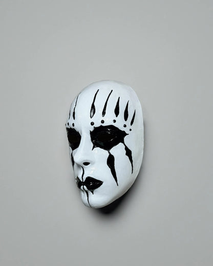 Slipknot Joey Jordison Mask - White and Black Mask - Metal Music Band Mask, handcrafted Venetian mask for cosplay and fantasy.