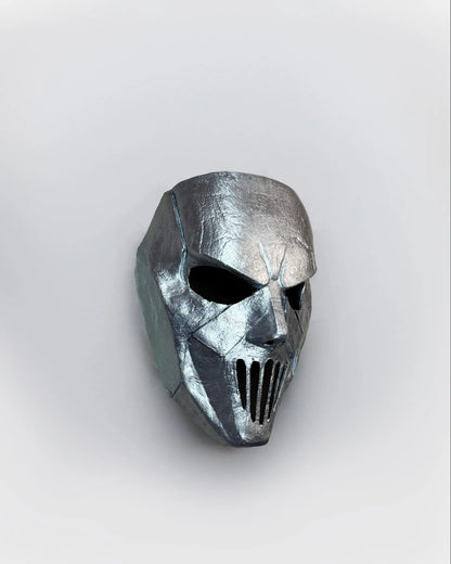 Slipknot Mick Thomson; Silver Color, Metal Music Band Mask, handcrafted Venetian cosplay mask for fantasy and masquerade events.