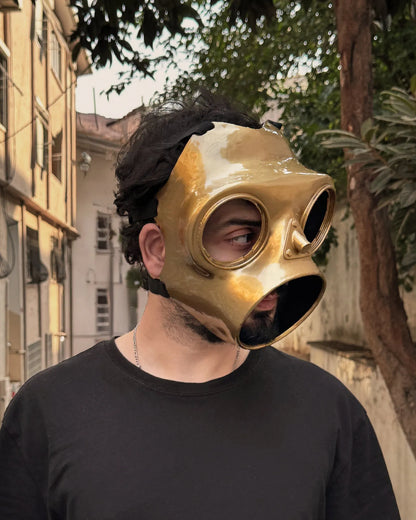 Slipknot Sid Wilson; Gold Gas Mask, Metal Music Band Mask, handcrafted Venetian mask for cosplay or fantasy events.