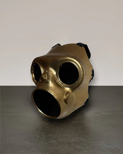 Slipknot Sid Wilson; Gold Gas Mask, Metal Music Band Mask, handcrafted Venetian cosplay accessory.
