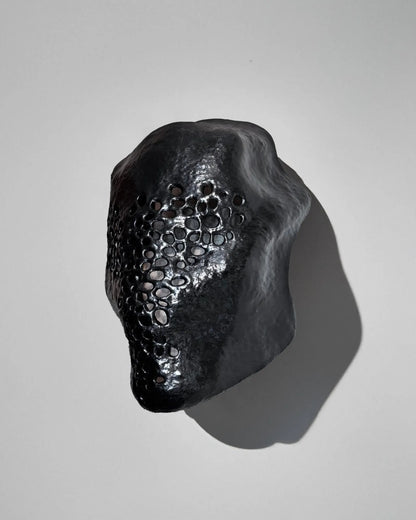 Symbiotic Trypophobia Venom; Alien Perforated Black Mask handcrafted venetian cosplay fantasy accessory for events and decor