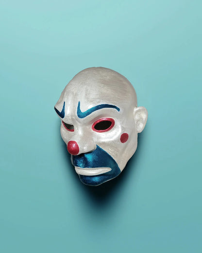 The Bozo Joker; Iconic Villain Face, Handcrafted Venetian clown mask for cosplay and masquerade parties.