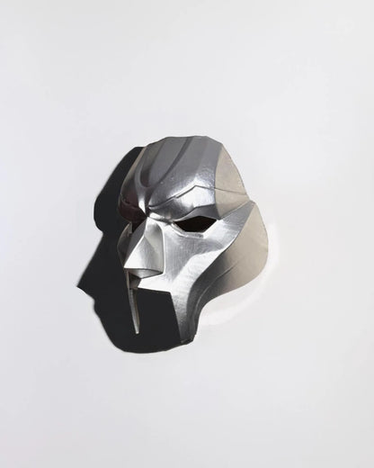 The Weeknd Gladiator Chrome MF Doom Inspired mask, handcrafted Venetian mask for cosplay, fantasy, and events.