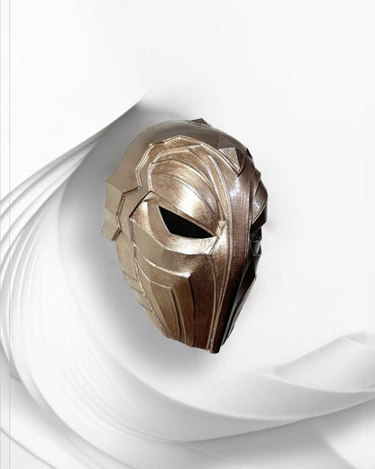 Handcrafted Venetian mask of Viktor from League of Legends for cosplay, featuring a fantasy design perfect for masquerade parties.