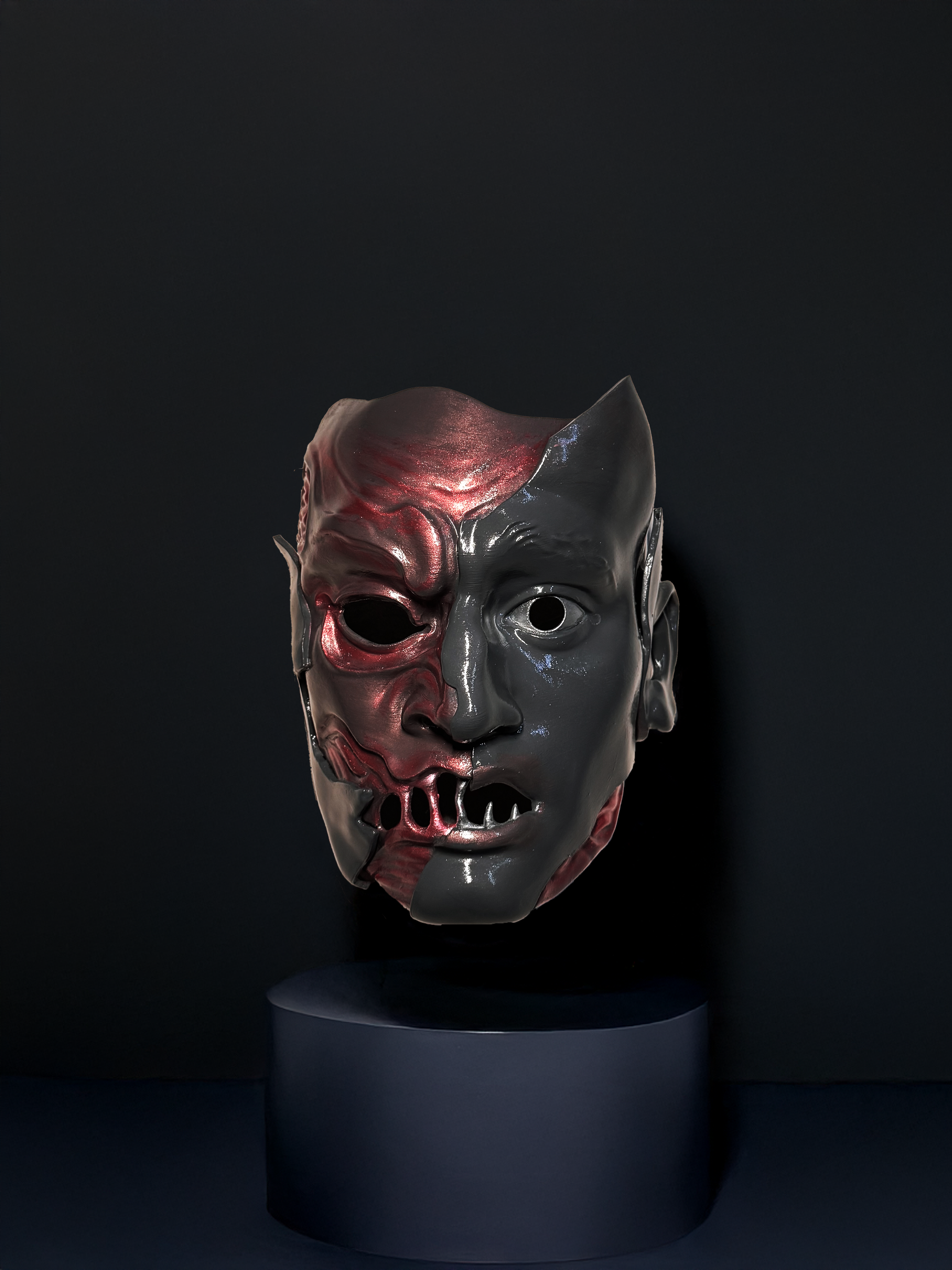 Slipknot Alessandro Venturella "Vman" New Mask - Red and Gray - Two face mask - Metal band mask - masquerade, party mak - halloween
