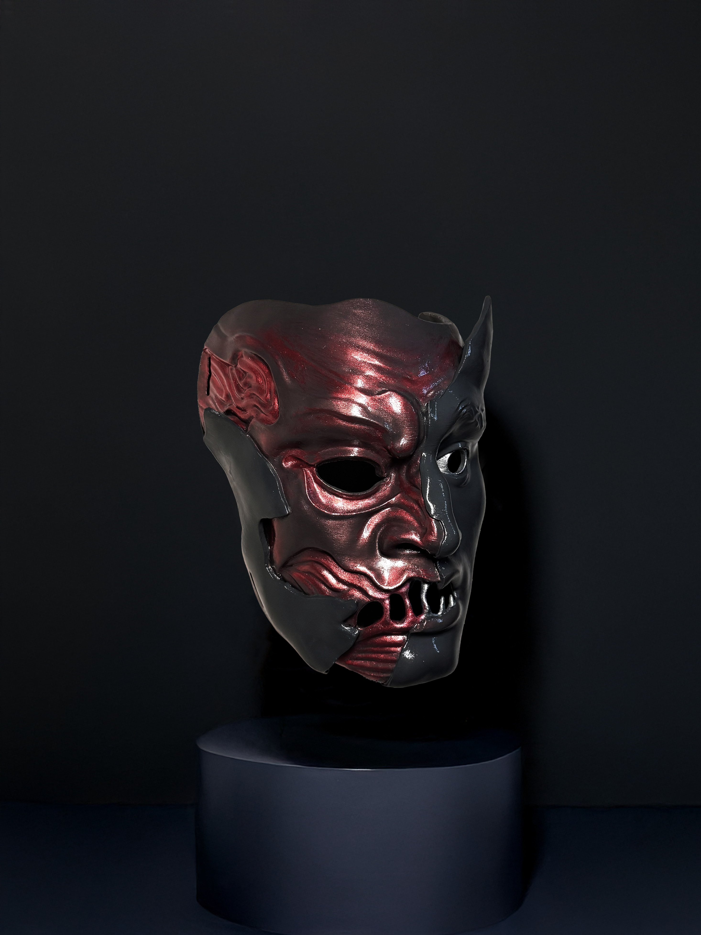 Slipknot Alessandro Venturella "Vman" New Mask - Red and Gray - Two face mask - Metal band mask - masquerade, party mak - halloween