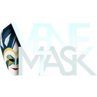 White and black pixelated vape pen with colorful mask design on side.