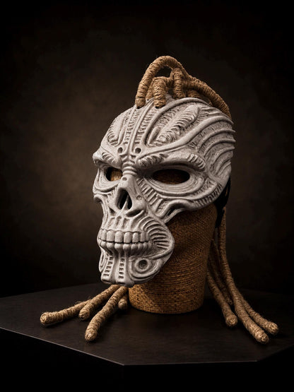 Wraith Hunter Tribal Skull Mask with Rope Dreadlocks: Dark Fantasy Cosplay - Venemask