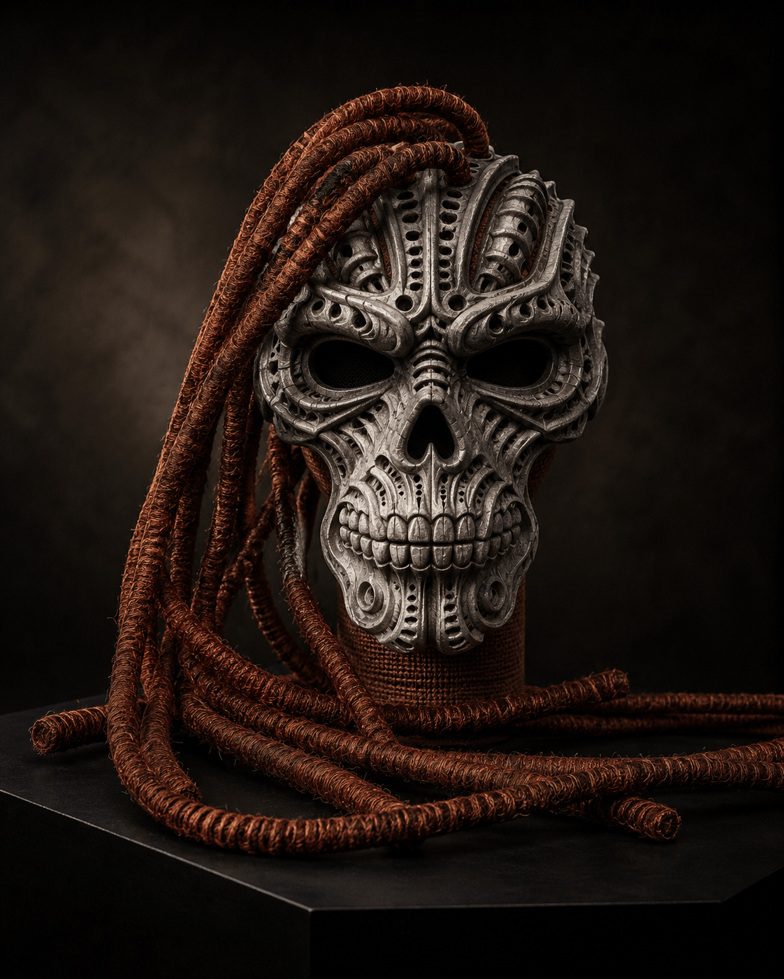 Wraith Hunter Tribal Skull Mask with Rope Dreadlocks: Dark Fantasy Cosplay - Venemask