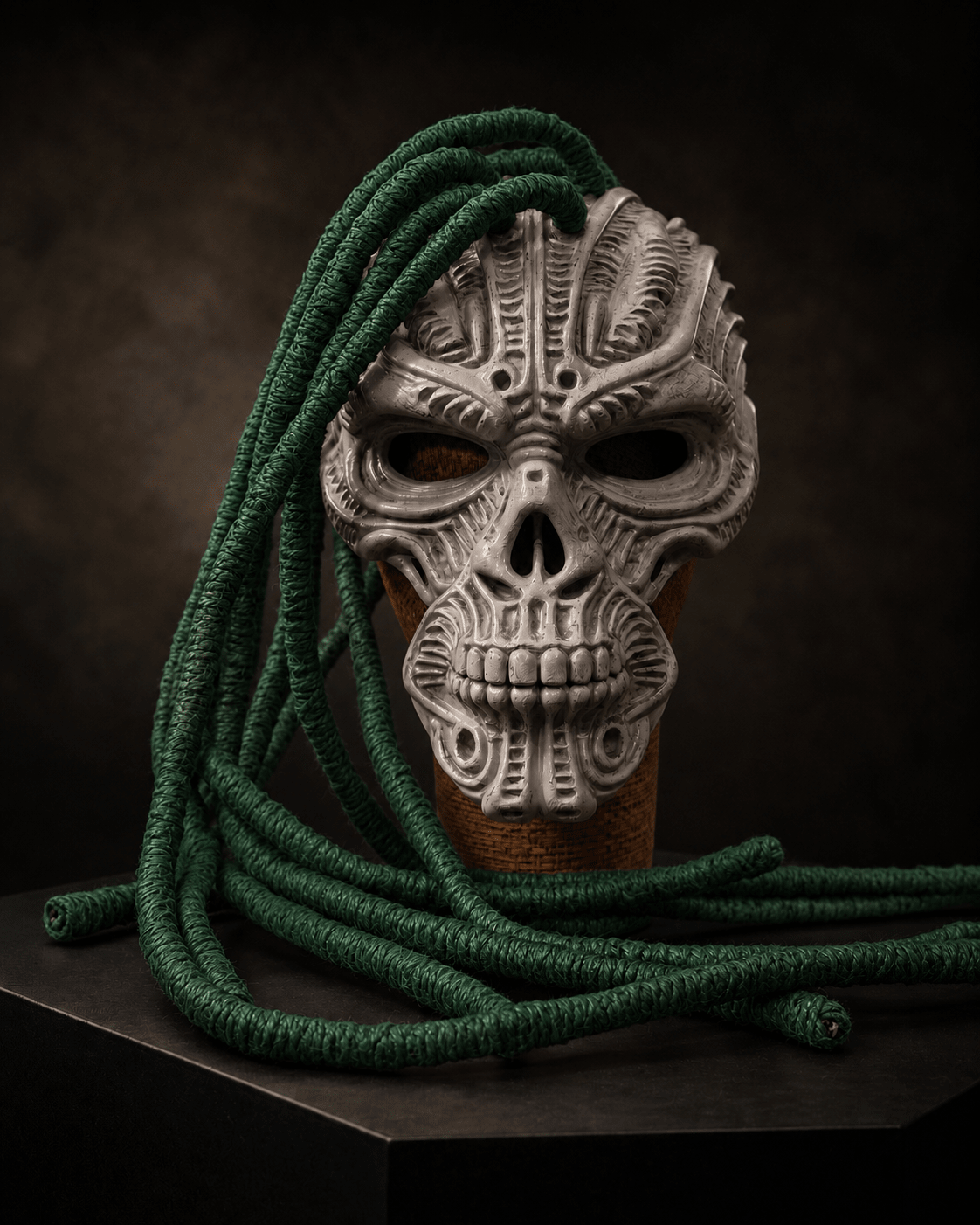 Wraith Hunter Tribal Skull Mask with Rope Dreadlocks: Dark Fantasy Cosplay - Venemask